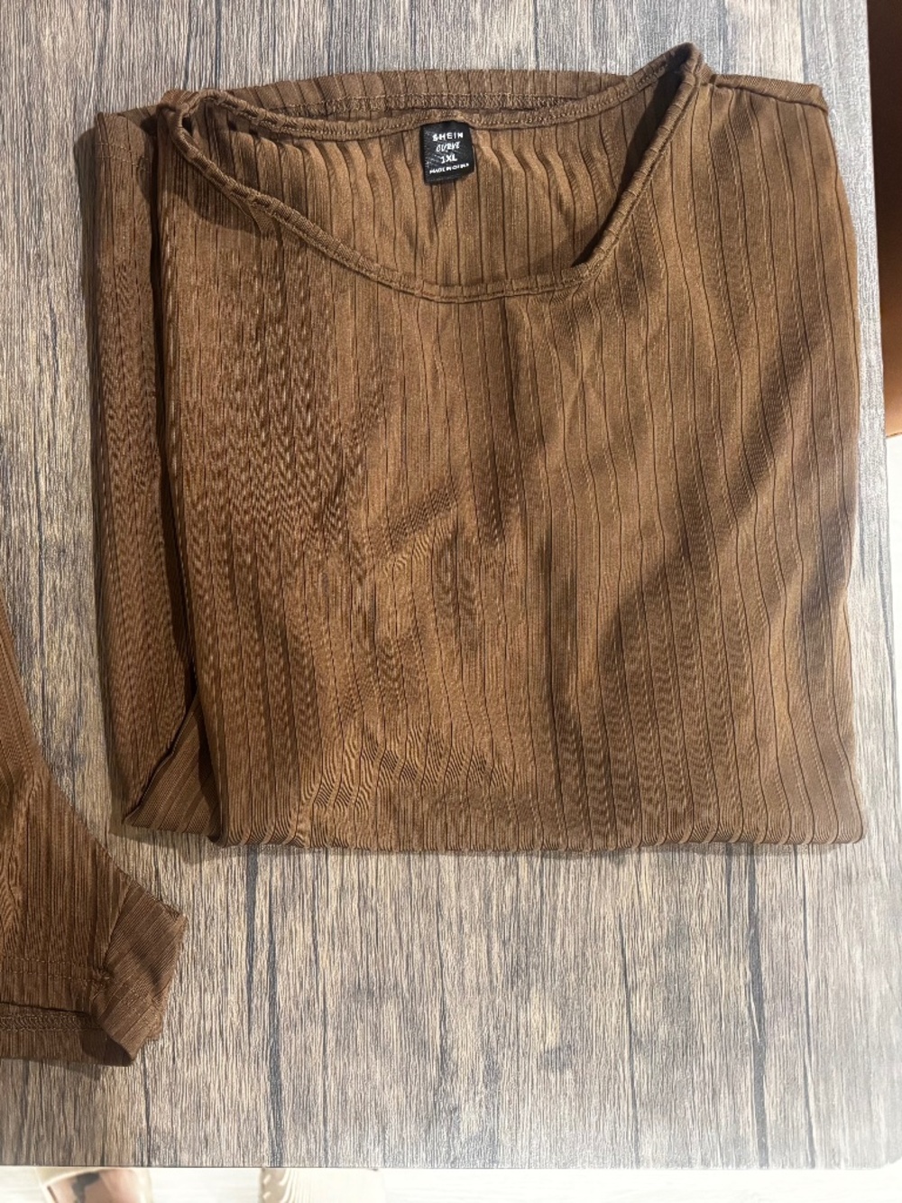 Brown Ribbed Two-Piece Set (SHEIN)
